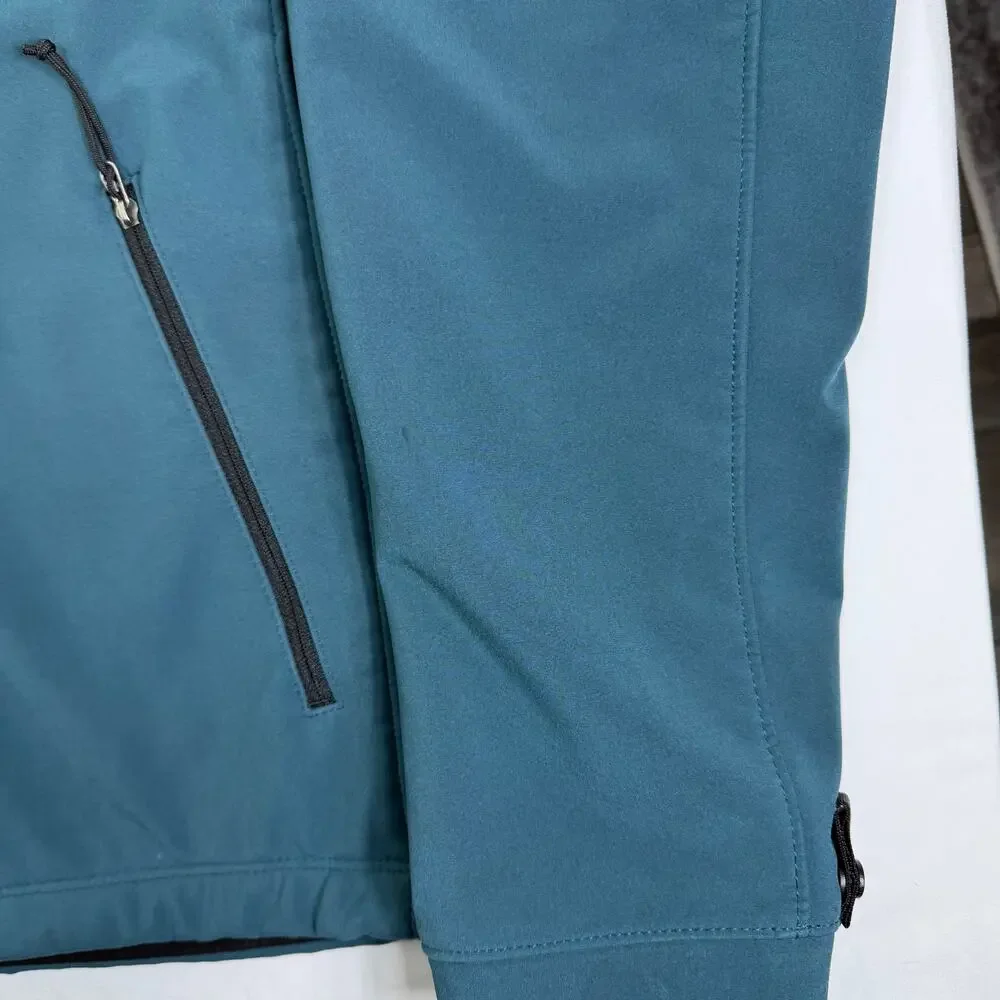 Men's North Face Softshell Full Zip Jacket Size Small Teal Blue Hooded Pullover
